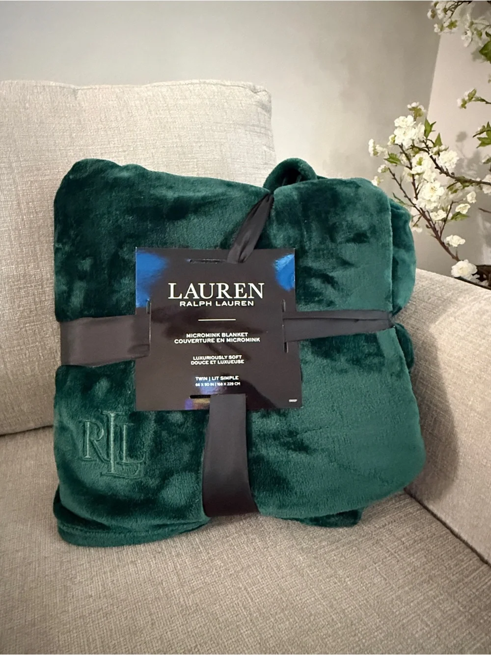LAUREN Ralph Lauren Deep Emerald Plush Throw Blanket